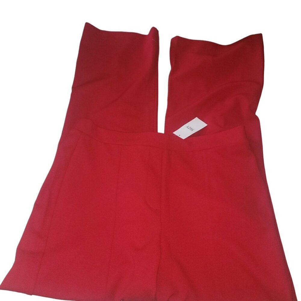 Suzy Shier Red Pull On Pants with Split Seam on Front Legs Size L